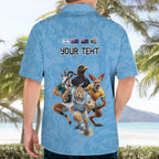 Custom Rugby Southern Hemisphere Hawaiian Shirt Argentina AUNZ South Africa Mascot Blue - Aussie Hoodie