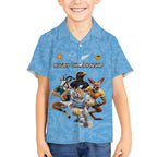 Custom Rugby Southern Hemisphere Hawaiian Shirt Argentina AUNZ South Africa Mascot Blue - Aussie Hoodie