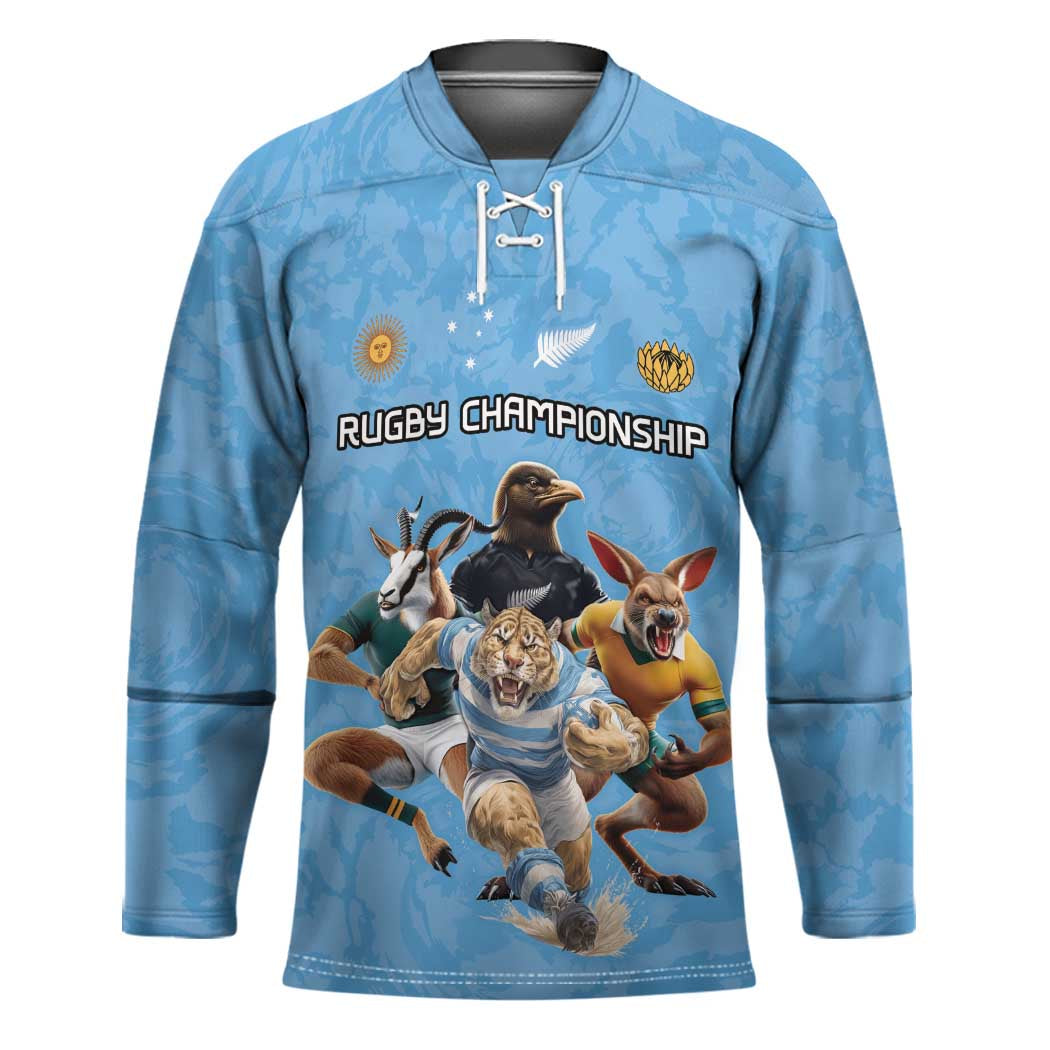 Custom Rugby Southern Hemisphere Hockey Jersey Argentina AUNZ South Africa Mascot Blue - Aussie Hoodie