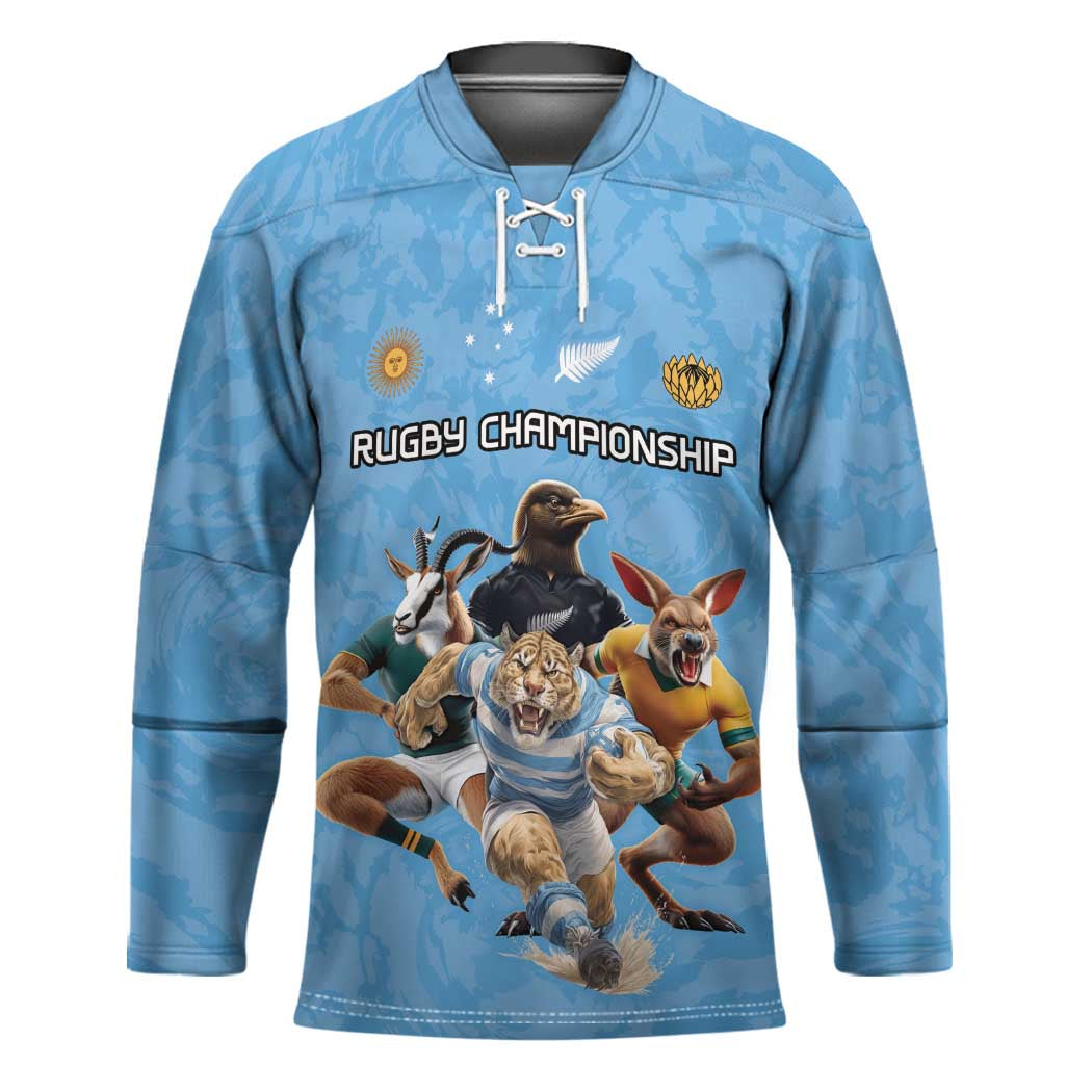 Custom Rugby Southern Hemisphere Hockey Jersey Argentina AUNZ South Africa Mascot Blue - Aussie Hoodie