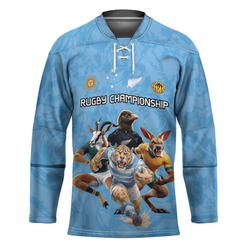 Custom Rugby Southern Hemisphere Hockey Jersey Argentina AUNZ South Africa Mascot Blue - Aussie Hoodie