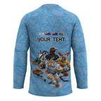 Custom Rugby Southern Hemisphere Hockey Jersey Argentina AUNZ South Africa Mascot Blue - Aussie Hoodie