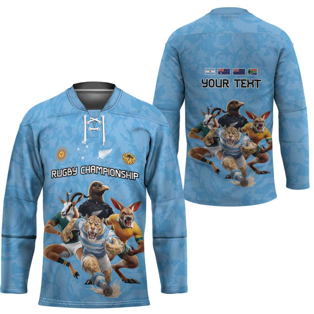 Custom Rugby Southern Hemisphere Hockey Jersey Argentina AUNZ South Africa Mascot Blue - Aussie Hoodie