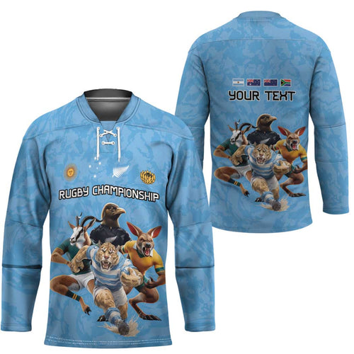 Custom Rugby Southern Hemisphere Hockey Jersey Argentina AUNZ South Africa Mascot Blue - Aussie Hoodie