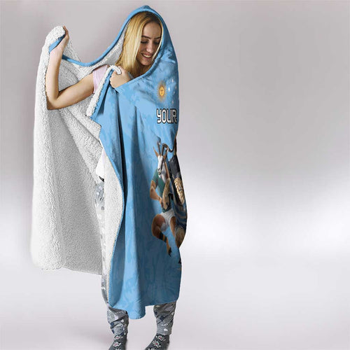 Custom Rugby Southern Hemisphere Hooded Blanket Argentina AUNZ South Africa Mascot Blue - Aussie Hoodie