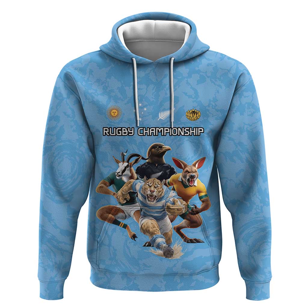 Custom Rugby Southern Hemisphere Hoodie Argentina AUNZ South Africa Mascot Blue - Aussie Hoodie