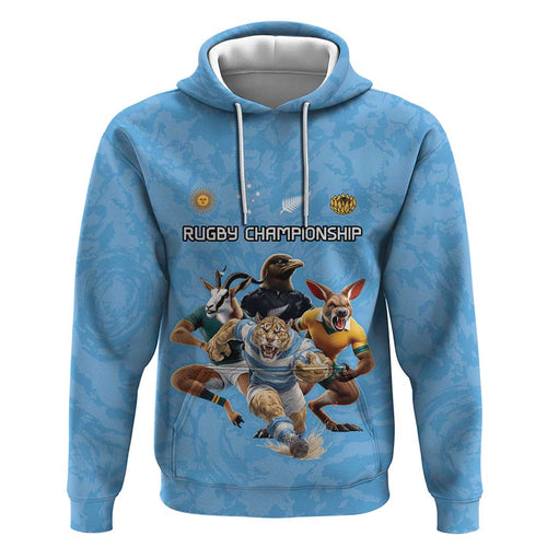 Custom Rugby Southern Hemisphere Hoodie Argentina AUNZ South Africa Mascot Blue - Aussie Hoodie