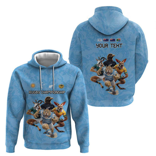 Custom Rugby Southern Hemisphere Hoodie Argentina AUNZ South Africa Mascot Blue - Aussie Hoodie