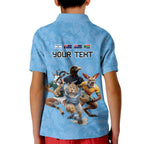 Custom Rugby Southern Hemisphere Kid Polo Shirt Argentina AUNZ South Africa Mascot Blue - Aussie Hoodie