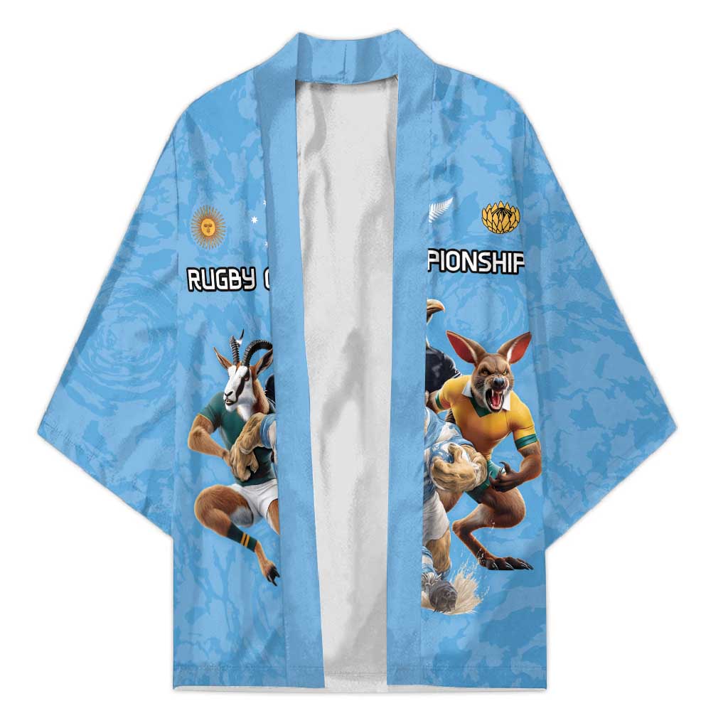 Custom Rugby Southern Hemisphere Kimono Argentina AUNZ South Africa Mascot Blue - Aussie Hoodie