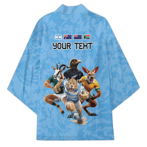 Custom Rugby Southern Hemisphere Kimono Argentina AUNZ South Africa Mascot Blue - Aussie Hoodie