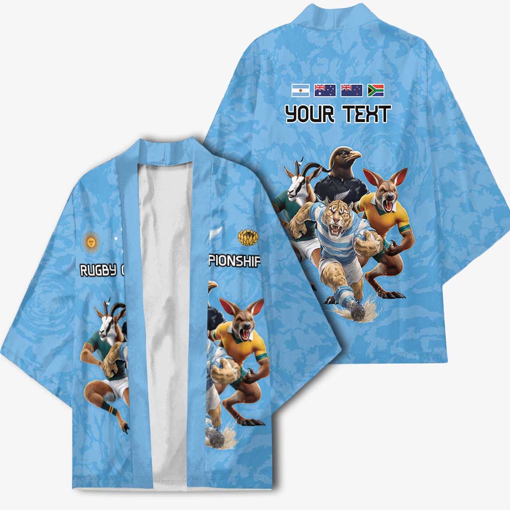 Custom Rugby Southern Hemisphere Kimono Argentina AUNZ South Africa Mascot Blue - Aussie Hoodie