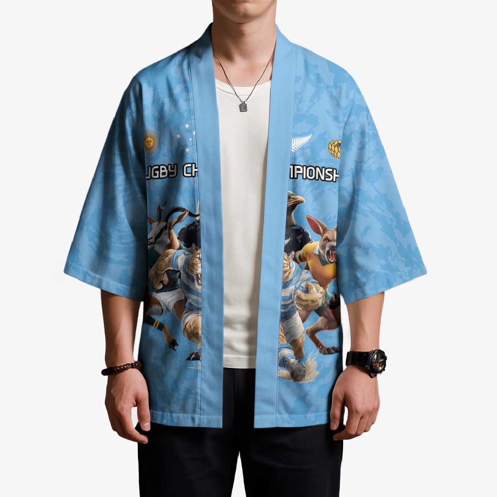 Custom Rugby Southern Hemisphere Kimono Argentina AUNZ South Africa Mascot Blue - Aussie Hoodie