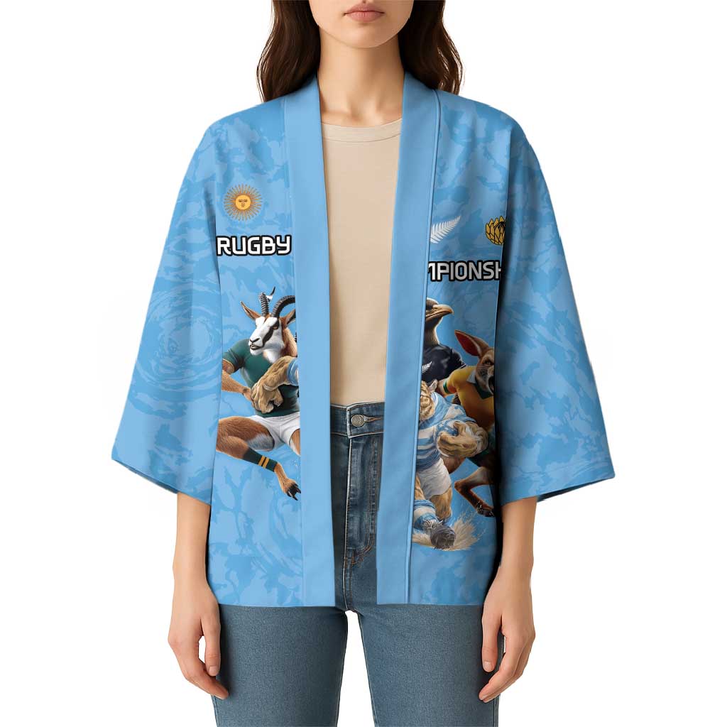 Custom Rugby Southern Hemisphere Kimono Argentina AUNZ South Africa Mascot Blue - Aussie Hoodie