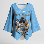 Custom Rugby Southern Hemisphere Kimono Sleeve Blouse Argentina AUNZ South Africa Mascot Blue - Aussie Hoodie