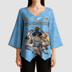Custom Rugby Southern Hemisphere Kimono Sleeve Blouse Argentina AUNZ South Africa Mascot Blue - Aussie Hoodie