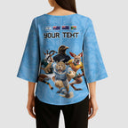 Custom Rugby Southern Hemisphere Kimono Sleeve Blouse Argentina AUNZ South Africa Mascot Blue - Aussie Hoodie