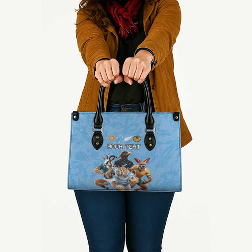 Custom Rugby Southern Hemisphere Leather Bag Argentina AUNZ South Africa Mascot Blue - Aussie Hoodie