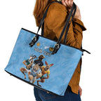 Custom Rugby Southern Hemisphere Leather Tote Bag Argentina AUNZ South Africa Mascot Blue - Aussie Hoodie