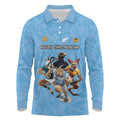 Custom Rugby Southern Hemisphere Long Sleeve Polo Shirt Argentina AUNZ South Africa Mascot Blue - Aussie Hoodie