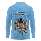 Custom Rugby Southern Hemisphere Long Sleeve Polo Shirt Argentina AUNZ South Africa Mascot Blue - Aussie Hoodie