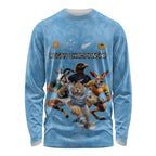 Custom Rugby Southern Hemisphere Long Sleeve Shirt Argentina AUNZ South Africa Mascot Blue - Aussie Hoodie