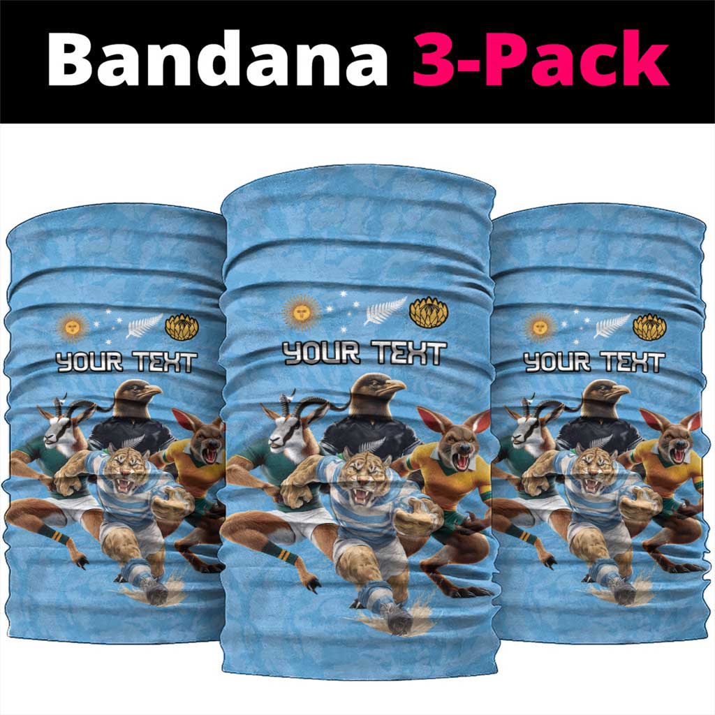 Custom Rugby Southern Hemisphere Neck Gaiter Argentina AUNZ South Africa Mascot Blue - Aussie Hoodie