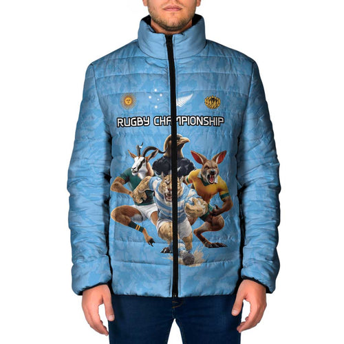 Custom Rugby Southern Hemisphere Padded Jacket Argentina AUNZ South Africa Mascot Blue - Aussie Hoodie