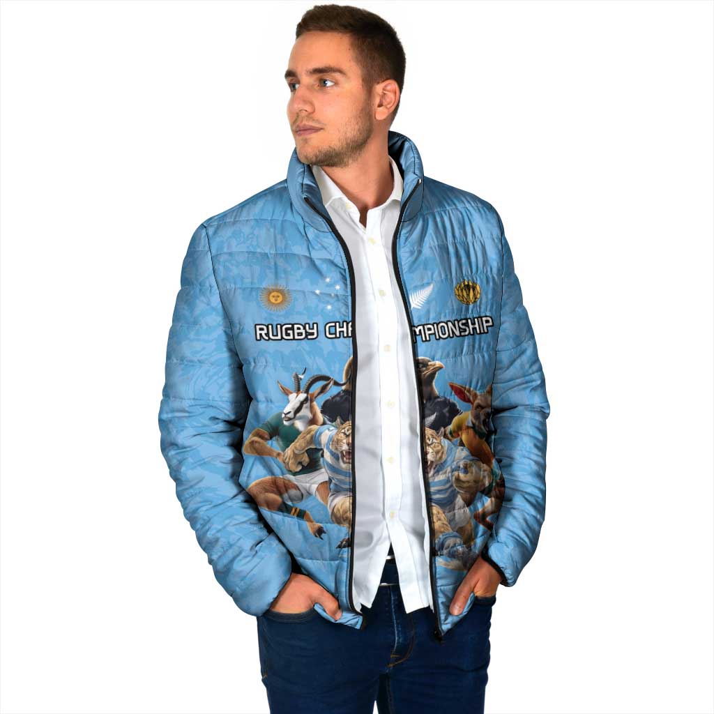 Custom Rugby Southern Hemisphere Padded Jacket Argentina AUNZ South Africa Mascot Blue - Aussie Hoodie