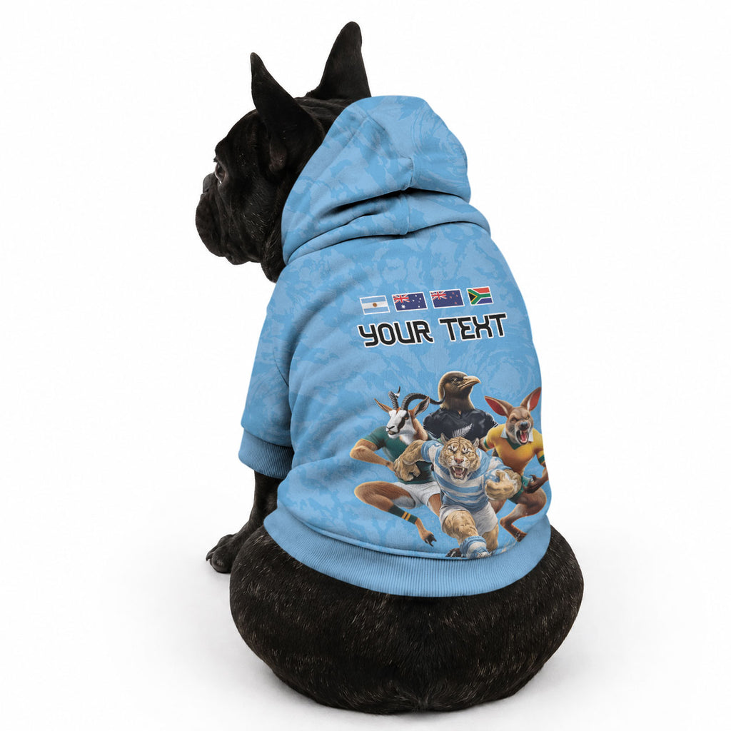 Custom Rugby Southern Hemisphere Pet Hoodie Argentina AUNZ South Africa Mascot Blue