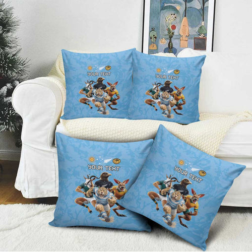 Custom Rugby Southern Hemisphere Pillow Cover Argentina AUNZ South Africa Mascot Blue - Aussie Hoodie