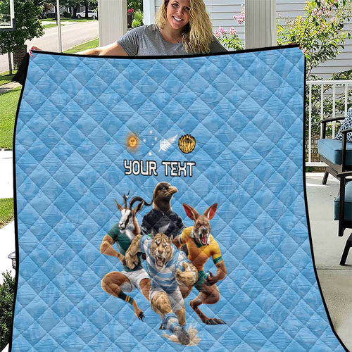 Custom Rugby Southern Hemisphere Quilt Argentina AUNZ South Africa Mascot Blue - Aussie Hoodie