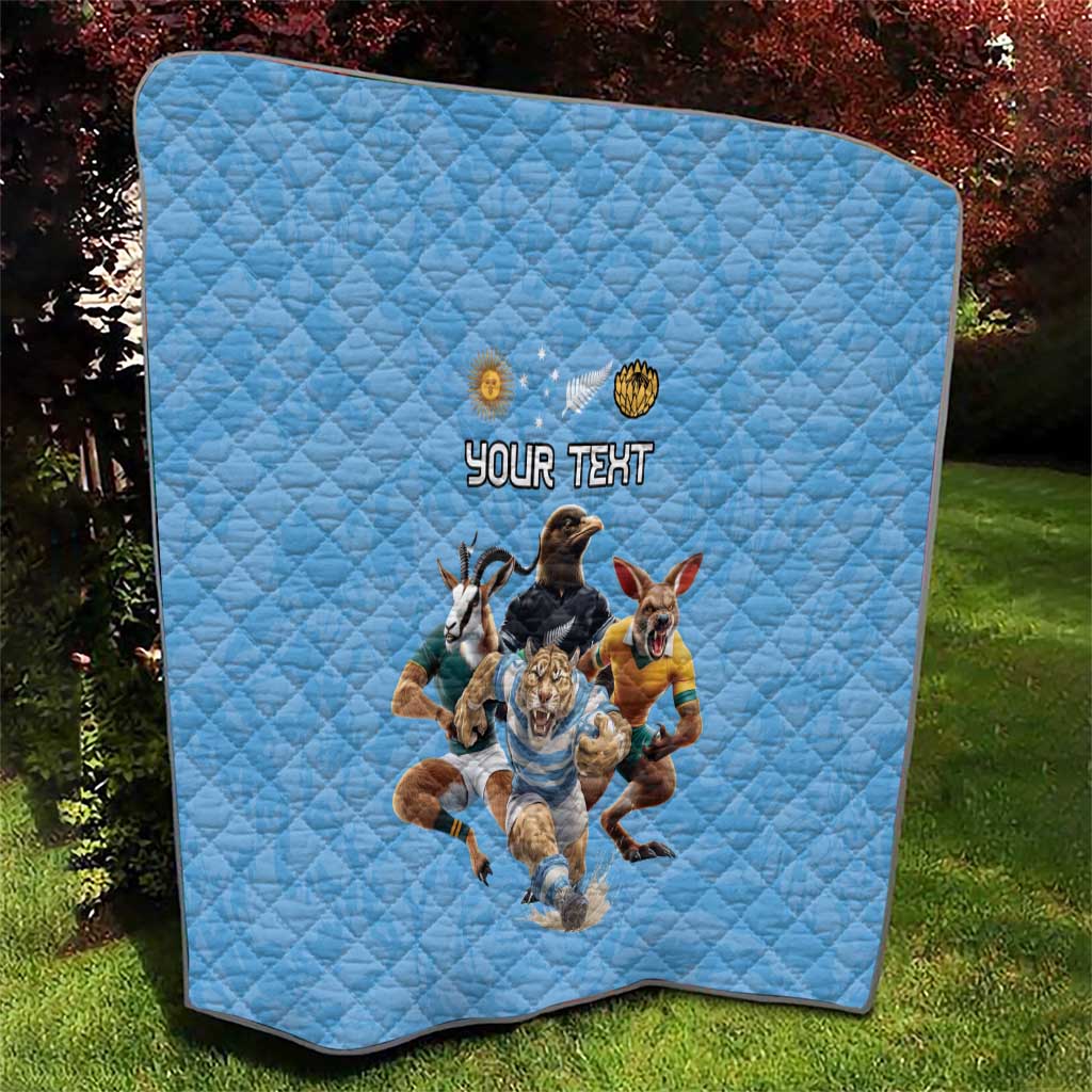 Custom Rugby Southern Hemisphere Quilt Argentina AUNZ South Africa Mascot Blue - Aussie Hoodie