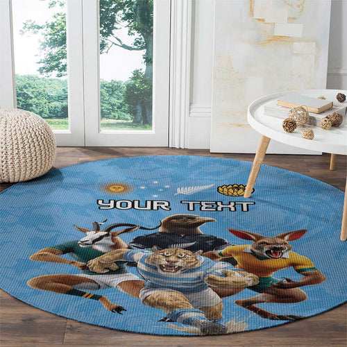 Custom Rugby Southern Hemisphere Round Carpet Argentina AUNZ South Africa Mascot Blue - Aussie Hoodie