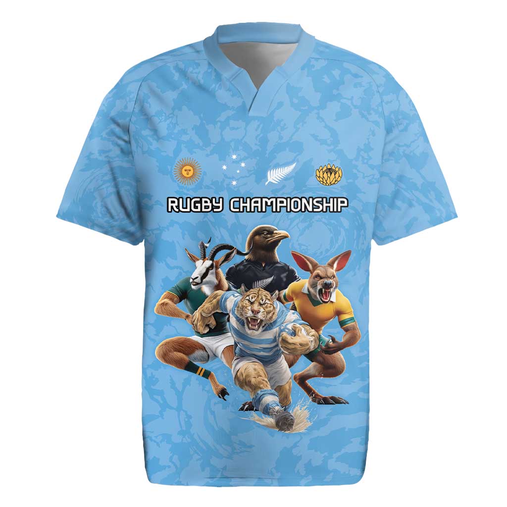 Custom Rugby Southern Hemisphere Rugby Jersey Argentina AUNZ South Africa Mascot Blue - Aussie Hoodie