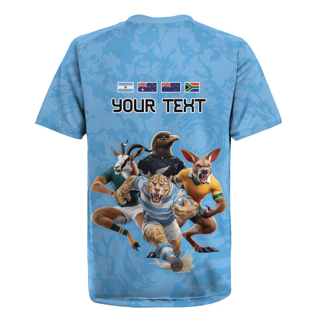 Custom Rugby Southern Hemisphere Rugby Jersey Argentina AUNZ South Africa Mascot Blue - Aussie Hoodie