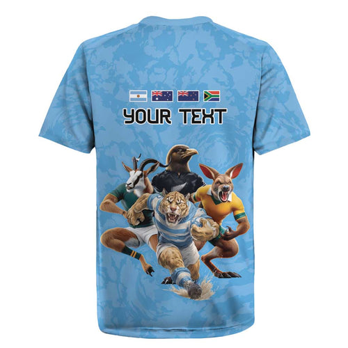 Custom Rugby Southern Hemisphere Rugby Jersey Argentina AUNZ South Africa Mascot Blue - Aussie Hoodie