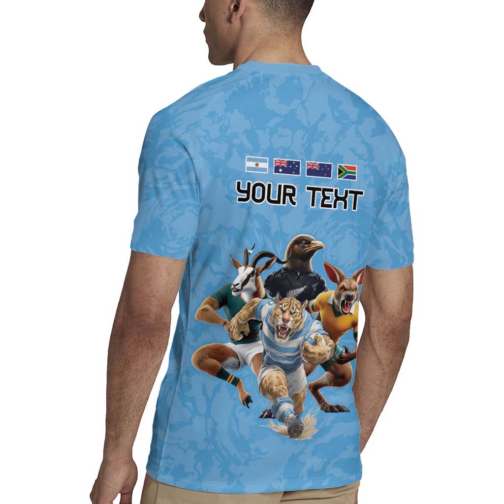 Custom Rugby Southern Hemisphere Rugby Jersey Argentina AUNZ South Africa Mascot Blue - Aussie Hoodie
