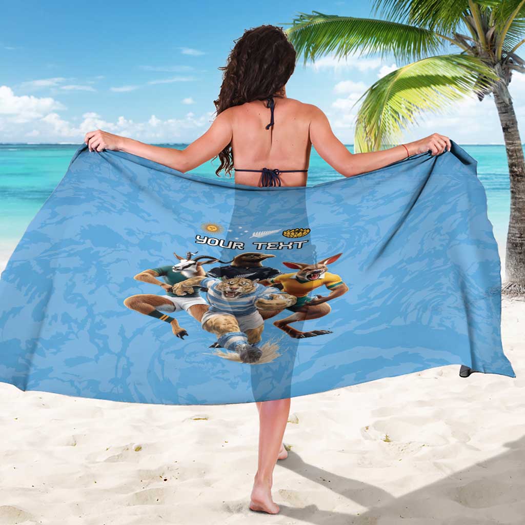 Custom Rugby Southern Hemisphere Sarong Argentina AUNZ South Africa Mascot Blue - Aussie Hoodie