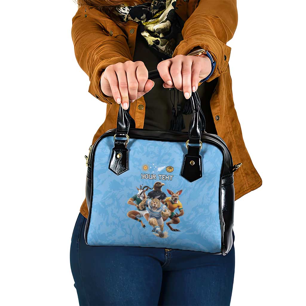 Custom Rugby Southern Hemisphere Shoulder Handbag Argentina AUNZ South Africa Mascot Blue - Aussie Hoodie