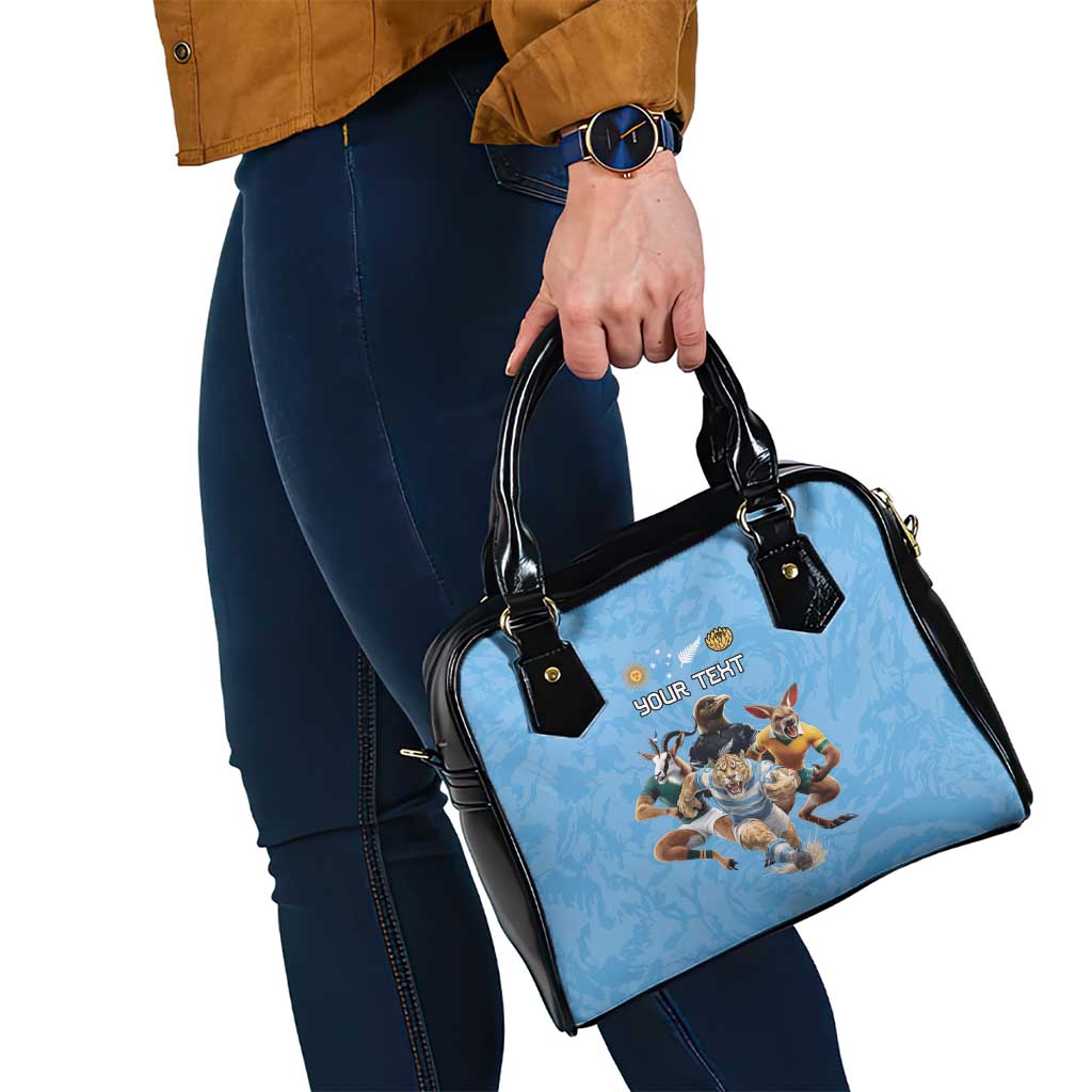 Custom Rugby Southern Hemisphere Shoulder Handbag Argentina AUNZ South Africa Mascot Blue - Aussie Hoodie