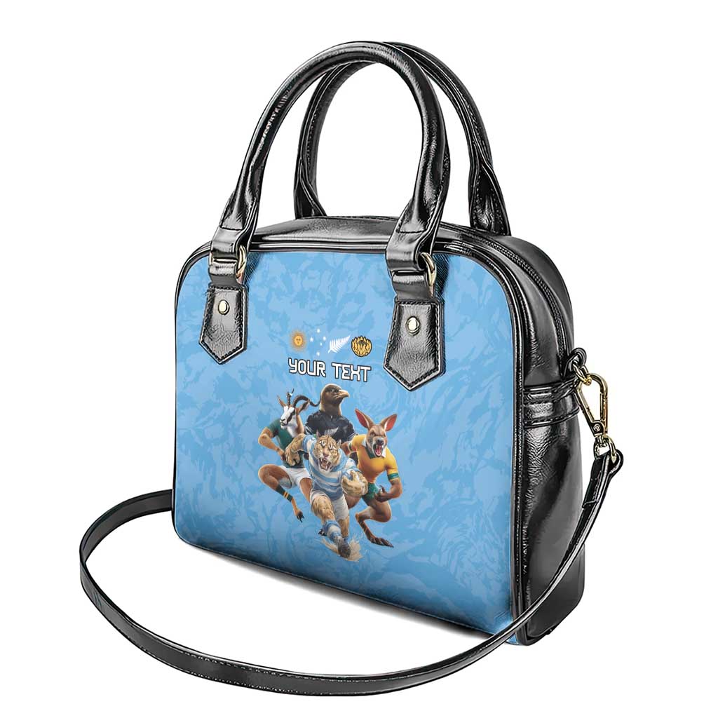 Custom Rugby Southern Hemisphere Shoulder Handbag Argentina AUNZ South Africa Mascot Blue - Aussie Hoodie