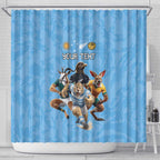 Custom Rugby Southern Hemisphere Shower Curtain Argentina AUNZ South Africa Mascot Blue - Aussie Hoodie