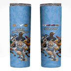 Custom Rugby Southern Hemisphere Skinny Tumbler Argentina AUNZ South Africa Mascot Blue - Aussie Hoodie