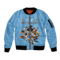 Custom Rugby Southern Hemisphere Sleeve Zip Bomber Jacket Argentina AUNZ South Africa Mascot Blue - Aussie Hoodie