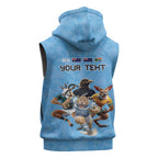 Custom Rugby Southern Hemisphere Sleeveless Hoodie Argentina AUNZ South Africa Mascot Blue - Aussie Hoodie