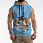Custom Rugby Southern Hemisphere Sleeveless Zip Hoodie Argentina AUNZ South Africa Mascot Blue LT9