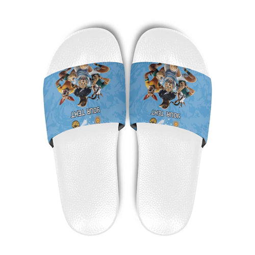 Custom Rugby Southern Hemisphere Slide Sandals Argentina AUNZ South Africa Mascot Blue - Aussie Hoodie