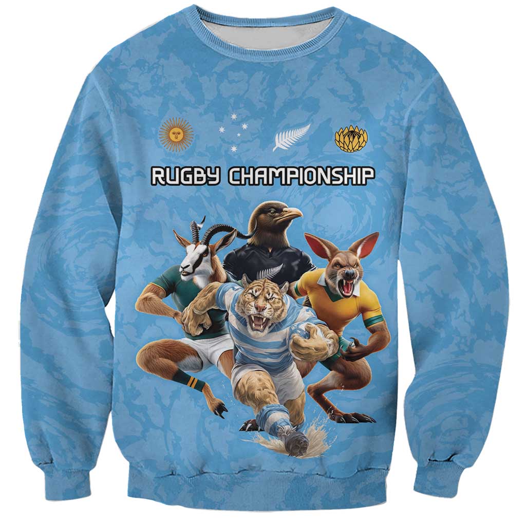 Custom Rugby Southern Hemisphere Sweatshirt Argentina AUNZ South Africa Mascot Blue - Aussie Hoodie