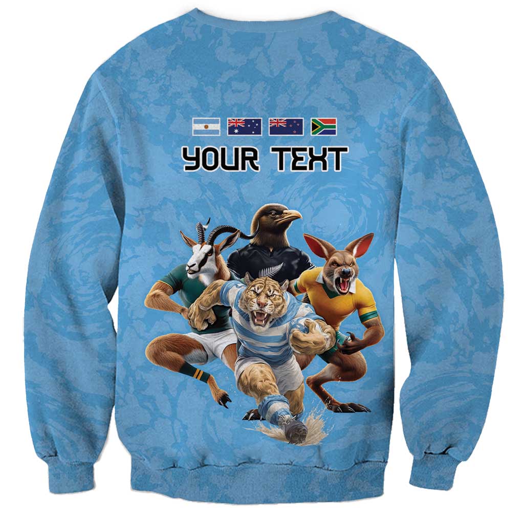 Custom Rugby Southern Hemisphere Sweatshirt Argentina AUNZ South Africa Mascot Blue - Aussie Hoodie